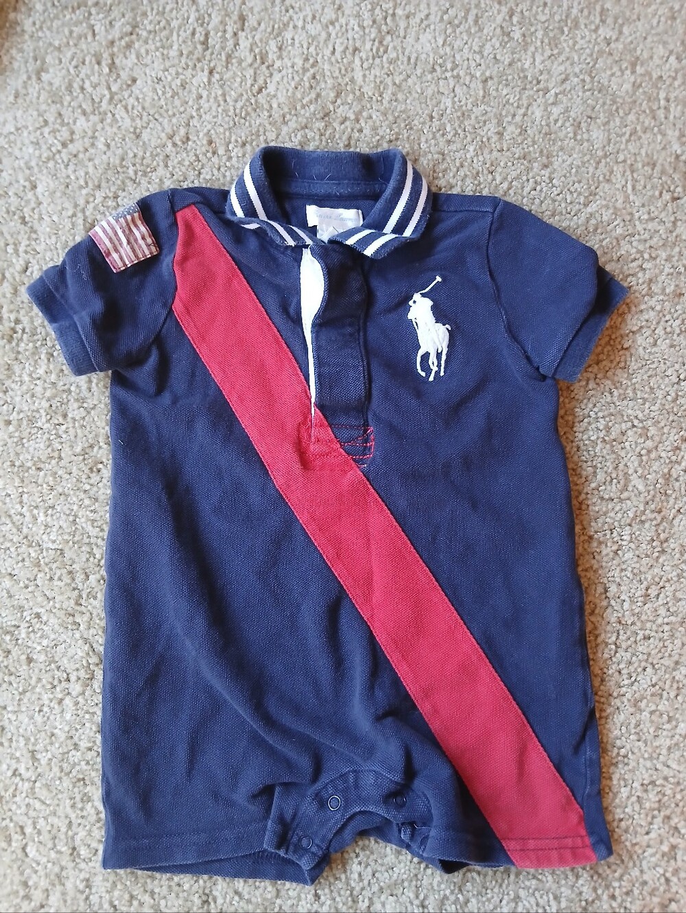 Y2K Ralph Lauren Navy Baby Polo Romper
